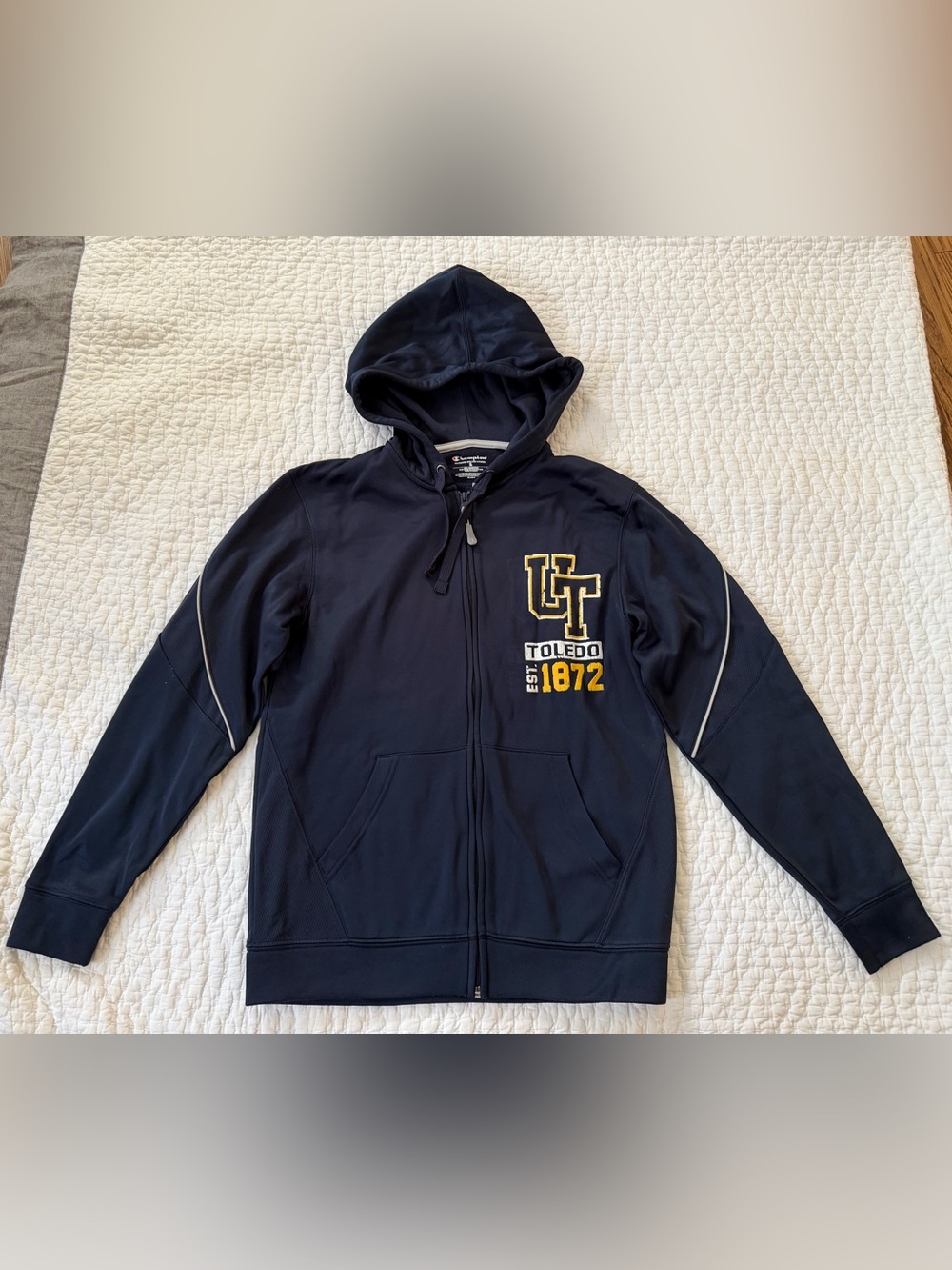 University of Toledo Navy Zip-Up Hoodie with Yellow Logo